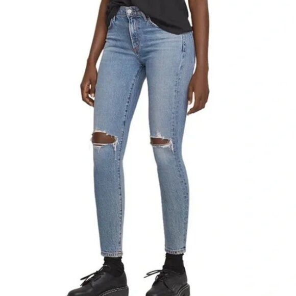 AGOLDE Sophie Distressed Mid Rise Skinny Jeans - Picture 1 of 11
